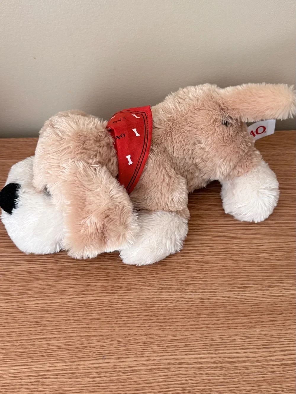 Final markdown- FA Tan & White Plush Puppy Toy with Red Bandana